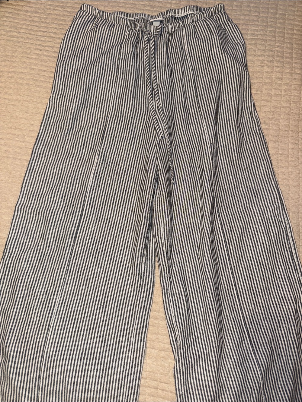 a new day Black and White Striped Wide-Leg Casual Pants